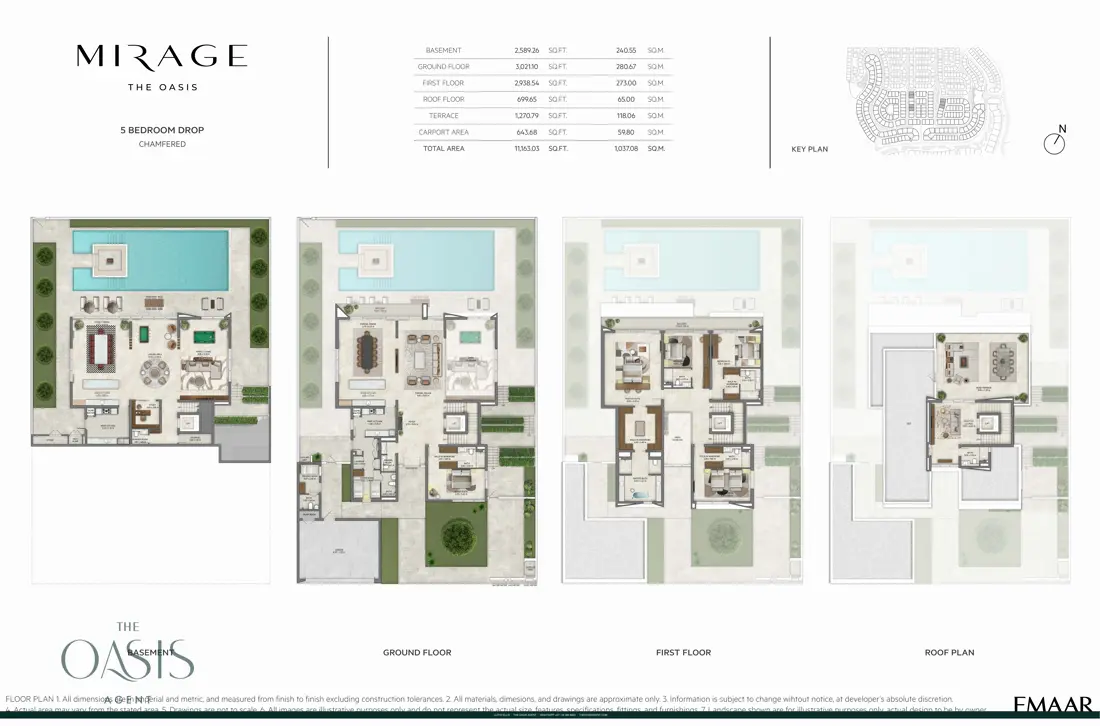 5 bedroom drop chamfered floor plan