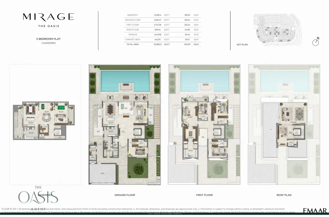 5 bedroom flat chamfered floor plan