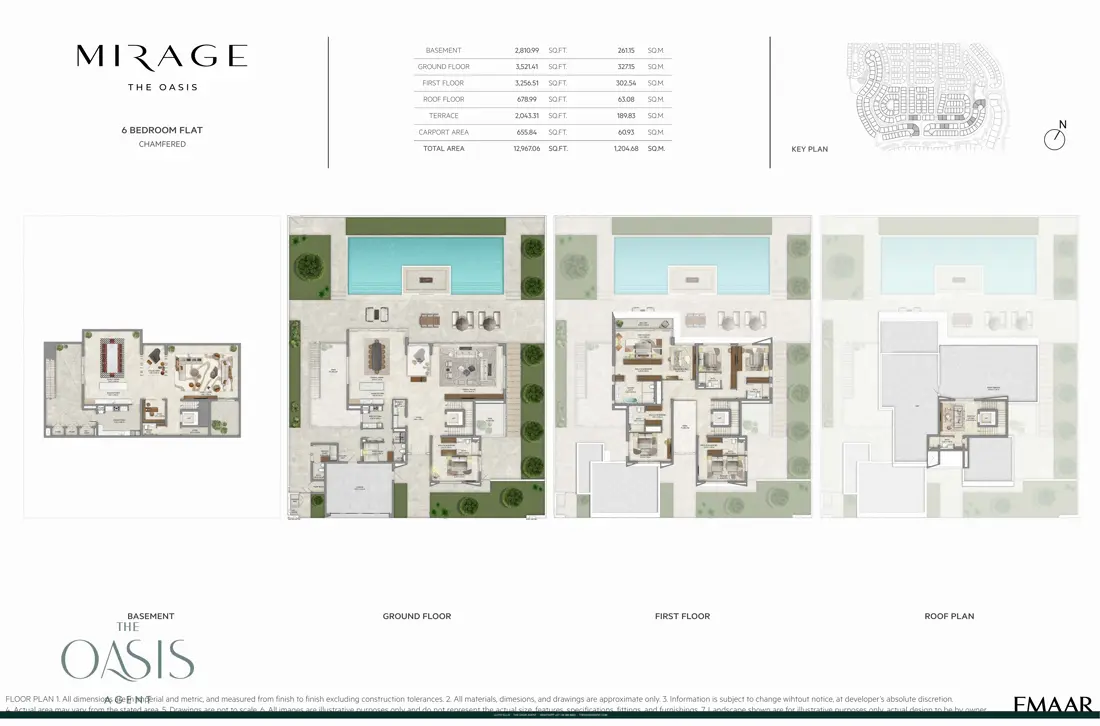 6 bedroom flat chamfered floor plan