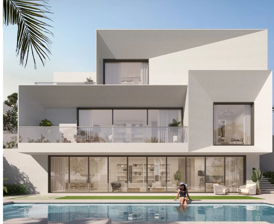 Palmeira villa facing a pool and waterway