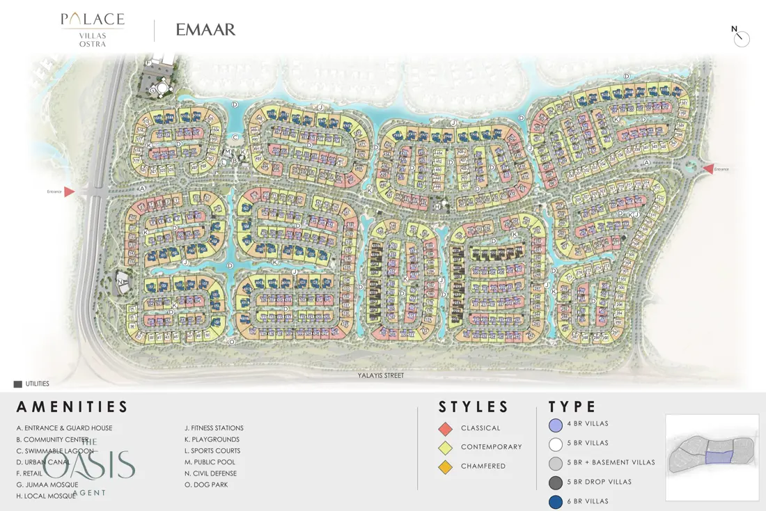 Palace Villas Ostra cluster masterplan at The Oasis by Emaar